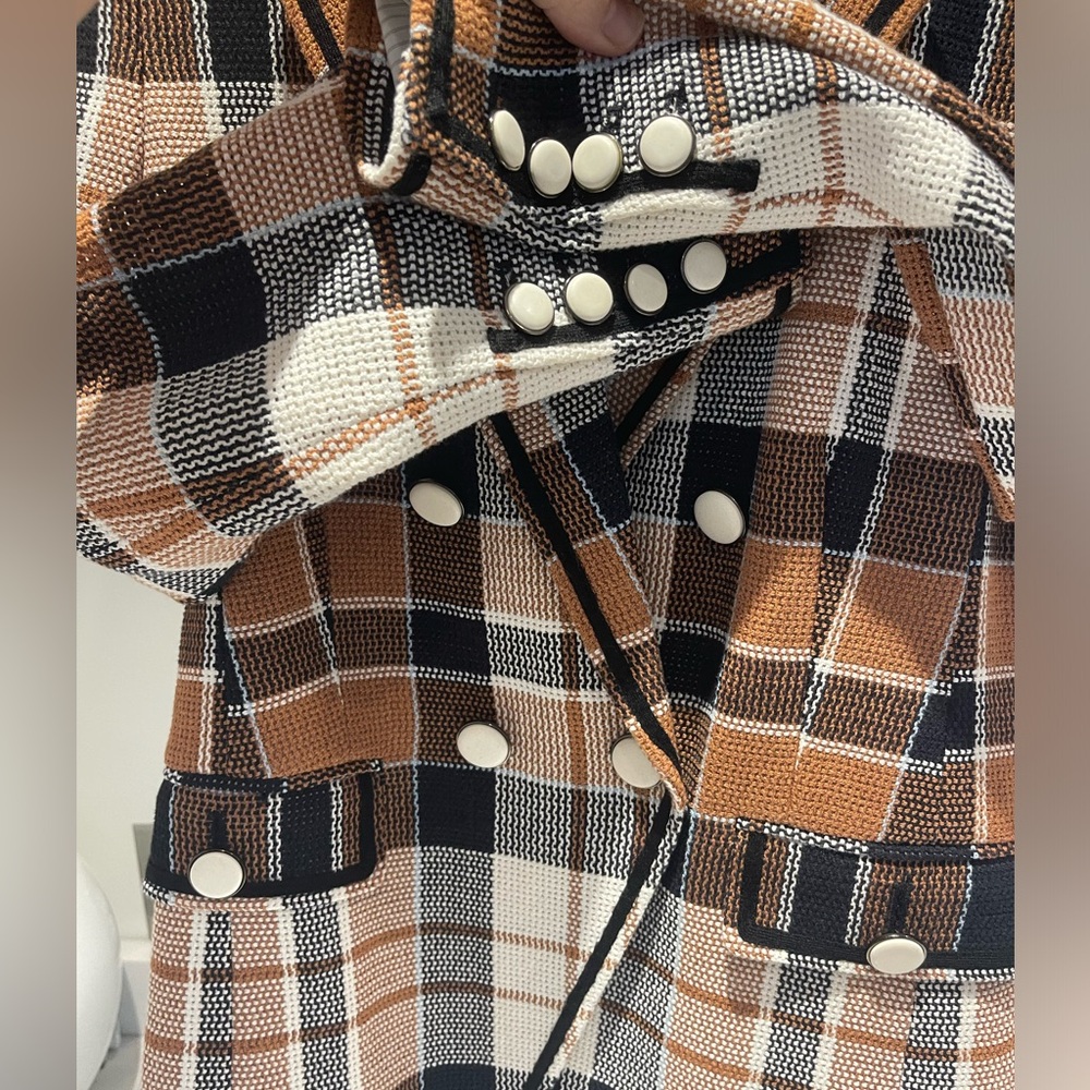 $698 Veronica Beard Utah plaid jacket blazer gorgeous luxe fabric white button 4 - Picture 12 of 15